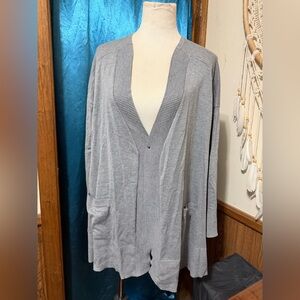 ☕️Terra & Sky Women’s 1X Open-Front Gray Cardigan Sweater
